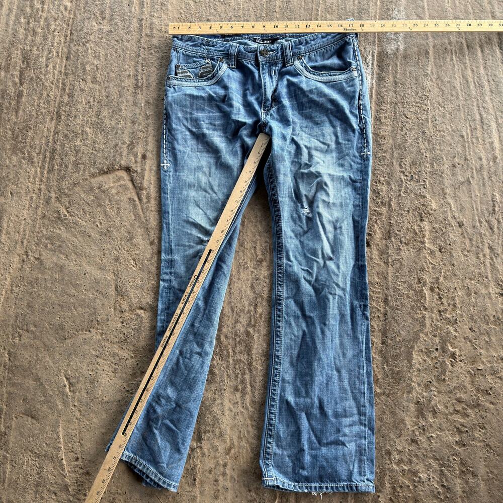 VINTAGE AFFLICTION BUCKLE COOPER BOOTCUT Y2K 00S JEANS LIGHTWASH 34X30 HONEYCOMB - Picture 5 of 8